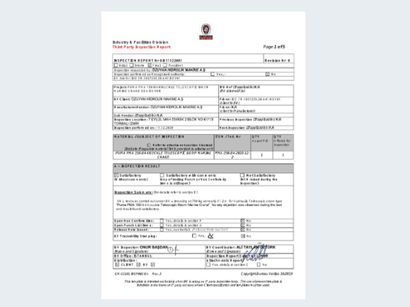 PMA 150 B4 BV Certificate